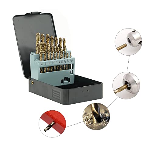 Gmtools 21Pcs Cobalt Drill Bits Set, M35 Hss, 135 Degree Tip, Twist Jobber Length Drill Bit For Hardened Metal, Cast Iron, Stainless Steel, Plastic And Wood With Metal Indexed Storage Case 1/16"-3/8" #TOP5