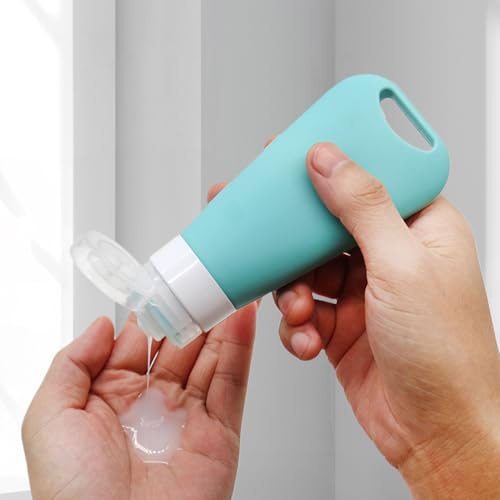 シリコントラベルボトル| 90mlの旅行コンテナ|スクイーズシャンプーディスペンサーボトル、屋外キャンプギア、ボディウォッシュの必需品、ローション、クリーム、シャンプー、コンディショナー