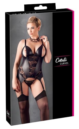 Cottelli Collection Plus Strapshemd offen, 4XL, schwarz