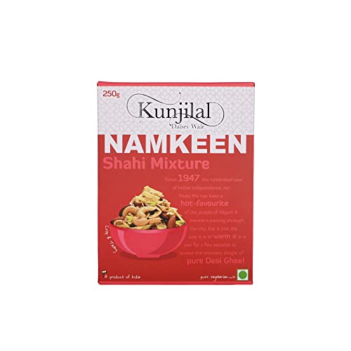 Image of Kunjilal's Shahi Mixture | Premium Roasted Namkeen with Dry Fruits & Desi Ghee | Crunchy Daily Snack | 250 g Pack