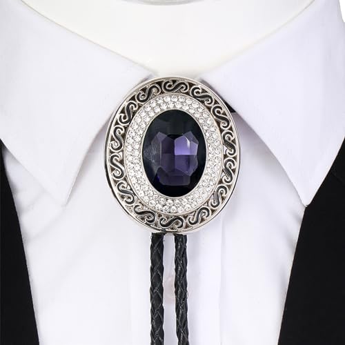 Image of Western Bolo Tie Cowboy Bolo Ties Rhinestone Necklace Bola Tie for Men Women