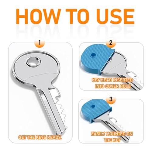 Sxutop 96 Stück Schlüssel Kappen Farbige Schlüsselabdeckungen Silikon Schlüsselkappen Schlüsselkennzeichnung Set für Einfache Identifizierung Türschlüssel (Runde und Halbkreisförmig 8 Farben)