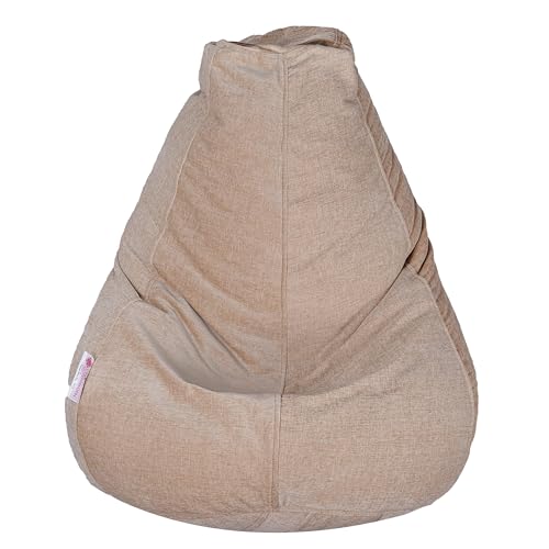 Image of Casa Copenhagen Premium Designer Fabric Bean Bag Chair, Filled with Beans | Capacity: Upto 7 Ft Height, 200 KG Weight | 4XL | Dark Cream