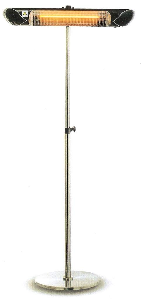 Lampada Riscaldante ad Infrarossi Esterno Interno con Lampadina al Carbonio, 2000 Watt, IP55, 4 Livelli di Potenza, Bassi Consumi con Piantana, Nero