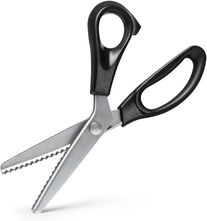 Pinking Shears Craft Scissors for Fabric Cutting Decorative Zig Zag Cutter,Ergonomic Grips, Ultra-Sharp, Professional Peaking Shears for Sewing, Craft, Black