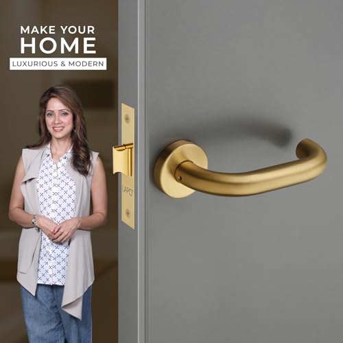 Image of LAPO Bathroom Door Handle Lock Set| 45x45mm Lock Body | Brass Latch | Ideal for 30-50mm Door | Keyless Operation | Gold Finish | Dual Side Opening | Easy Installation | 3 Years Warranty | CMH-6T