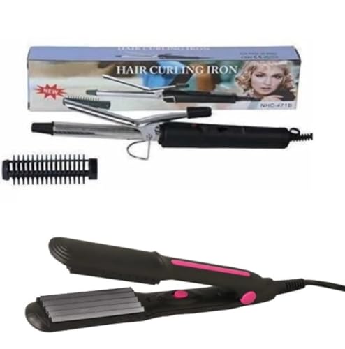 VYNEX 2-in-1 Professional Hair Crimper and Curler, Fast Heating Dual Styling Tool for Smooth Waves and Defined Curls, Easy to Use