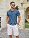 COOFANDY Mens Casual Polo T Shirt Short Sleeve Plaid Button Tees Pockets Golf Classic Basic Cotton Stylish Tops Bue Deep Blue