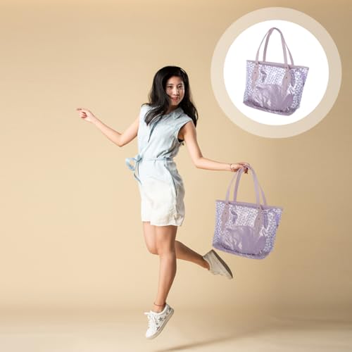 TENDYCOCO Jelly Beach Bag Tote for Women with Zipper Summer Beach Bags Clear Tote2
