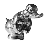 Angry Duck Hood Ornament — 3D Chromed Metal Duck Mascot by,Electroplated Chrome Car Hood Ornament & Desktop Figurine (Silver)