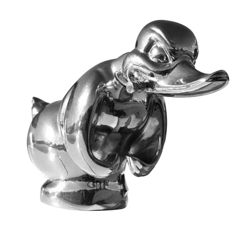 Angry Duck Hood Ornament — 3D Chromed Metal Duck Mascot by,Electroplated Chrome Car Hood Ornament & Desktop Figurine (Silver)