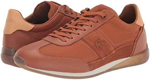 Lacoste Men's Angular Sneaker, Brown/Off White, 9 | Image 6