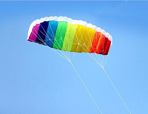 WRENDYY Kite Dual line Large Parafoil Kites Rainbow Fly Sports Beach Stunt Kite bar Nylon Outdoor Toys Kitesurf ikite Factory,270cm Kite