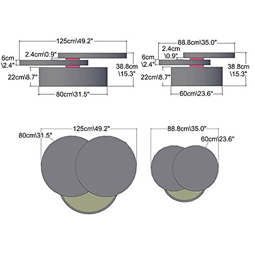 Drehbarer mehrschichtiger Couchtisch mit Stauraum, runder Beistelltisch, niedriger Tisch, moderner leichter Luxus-Teetisch, multifunktionales Möbel, 60 cm – Bild 4