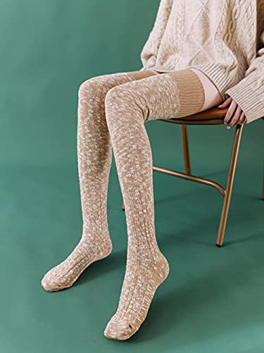 Image of Women's Thigh High Knitted Winter Boot Socks Vintage Extra Long Leg Warmer Over Knee High Stockings