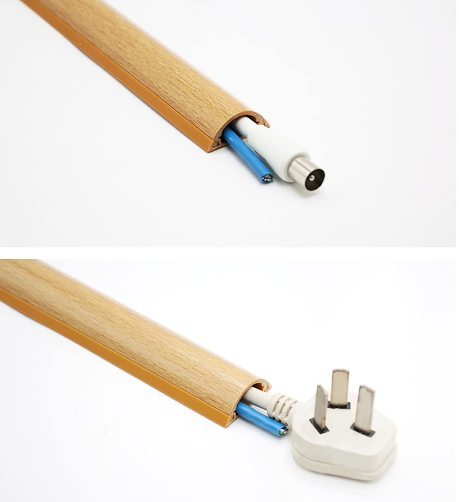 Cubiertas de suelo para cables Grano De Madera Protector De Cable Cubre Cable - Sujeta 3 Cables, Protector De Cable para Suelo, Pasacables Autoadhesivo, 3cm Ancho, 1.1cm Alto ( Size : 200cm (6.6ft) )