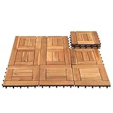 Installation facile : les dalles en bois peuvent être posées rapidement sans outils grâce au système d'emboîtement pratique. Les dalles s'emboîtent simplement les unes dans les autres pour créer une surface stable et uniforme. Choisissez une surface plane pour prolonger la durée de vie des dalles de terrasse.