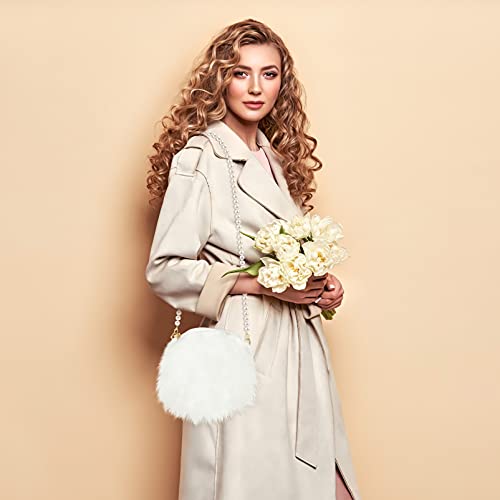 SOIMISS Faux Fur Saco Crossbody Round- Shaped Cadeia Ombro Saco Saco Do Mensageiro Bolsa Bolsa Com P