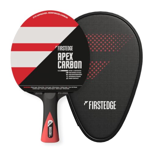 Image of ApeX Carbon ITTF Approved Table Tennis Racquet | African Koto & Ayous Wood with Kiri & Carbon Layers TT Racquet | Ergonomic Handle | High Speed + Spin Attack | Table Tennis Racquet Cover