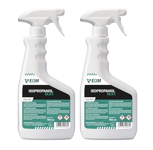 EQM - ECO-301 - Isopropanol/Isopropylalkohol 99.9% - 2x750 ML - Reinigung von elektronischen Bauteilen, Linsen, Bildschirmen und Harzen im 3D-Druck