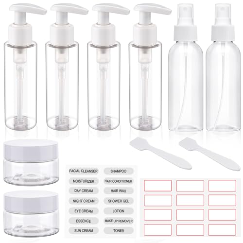 Hethyo Travel Bottles Set for Toiletries TSA Approved 3.4oz/100ml Refillable Containers Empty Travel Size Bottles kit Cosmetic, Lotion (Clear)