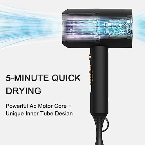 Image of slopehill Professional Ionic Hair Dryer, Powerful 1800W Fast Drying Low Noise Blow Dryer with 2 Concentrator Nozzle 1 Diffuser Attachments for Home Salon Travel (Black)