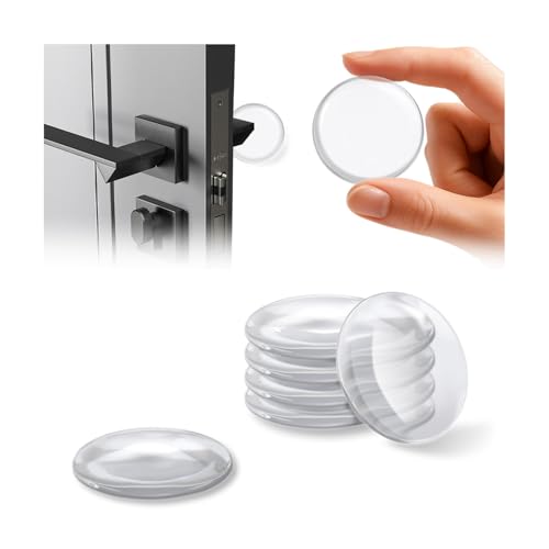 Butee de Porte Autocollante Transparente en Silicone, 12 Pcs, 42x10mm, Tampon Porte Adhesive, Robuste et Durable, Protection Poignée Porte & Murs pour...