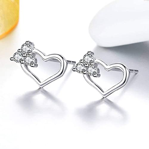 Pendientes de aro de plata joyería de mujer con corazón transparente 2