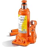 Warmfay Hydraulischer Wagenheber 3T Stempelwagenheber, Hubhöhe 148–315 mm, Robuster Stahl Kompakter Flaschenwagenheber für Auto Pickup SUV, Ideal für Reifenwechsel & Wartung
