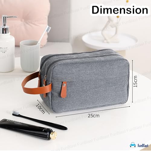 Image of FunBlast Toiletry Bag for Men & Women - Travel Pouch for Toiletries Shaving Kit & Cosmetics, Water Resistance Pouch for Travel Accessories, Organizer Travel Pouch for Make Up (Grey)