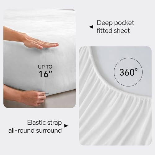 Image of BEDELITE Flannel Sheets Twin Size Bright White - Super Soft Fleece Sheets Set Fluffy Extra Plush, 3 Piece(Include Fitted Sheet, Flat Sheet, 1 Pillowcase)