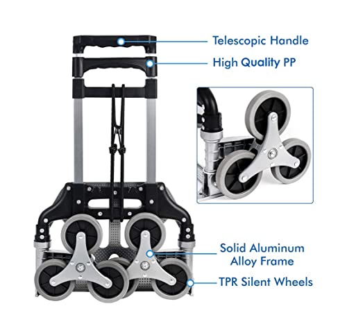 Image of Welbuilt 75 Kg Stair Climbing Metal Hand Truck, Portable Strong Cart with Foldable Platform and Extendable Handle Ideal for Home, Office & Industrial Use | 1 Year Warranty (75 Kg Stair Climbing)