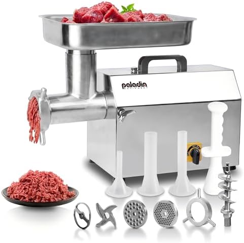 Paladin Equipment #32 Electric Commercial Meat Grinder, 2 HP Heavy Duty Stainless Steel Meat grinder Machine with Sausage Sufffer, 21 lbs Per Minute, Ideal for deer processing, Pet Food,Heavy Use