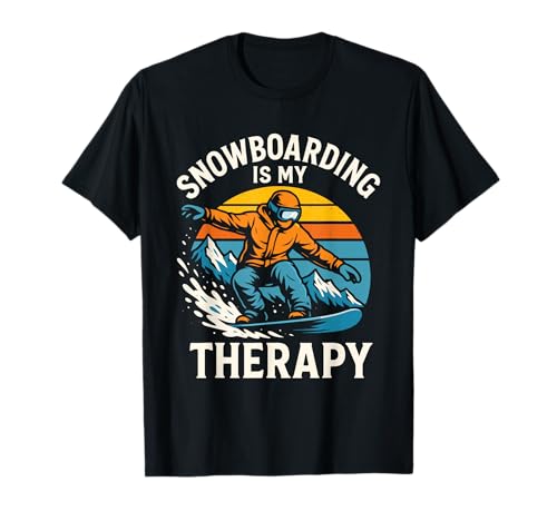 Snowboard is My Therapy Retro Mountain Snowboard Rider T-Shirt