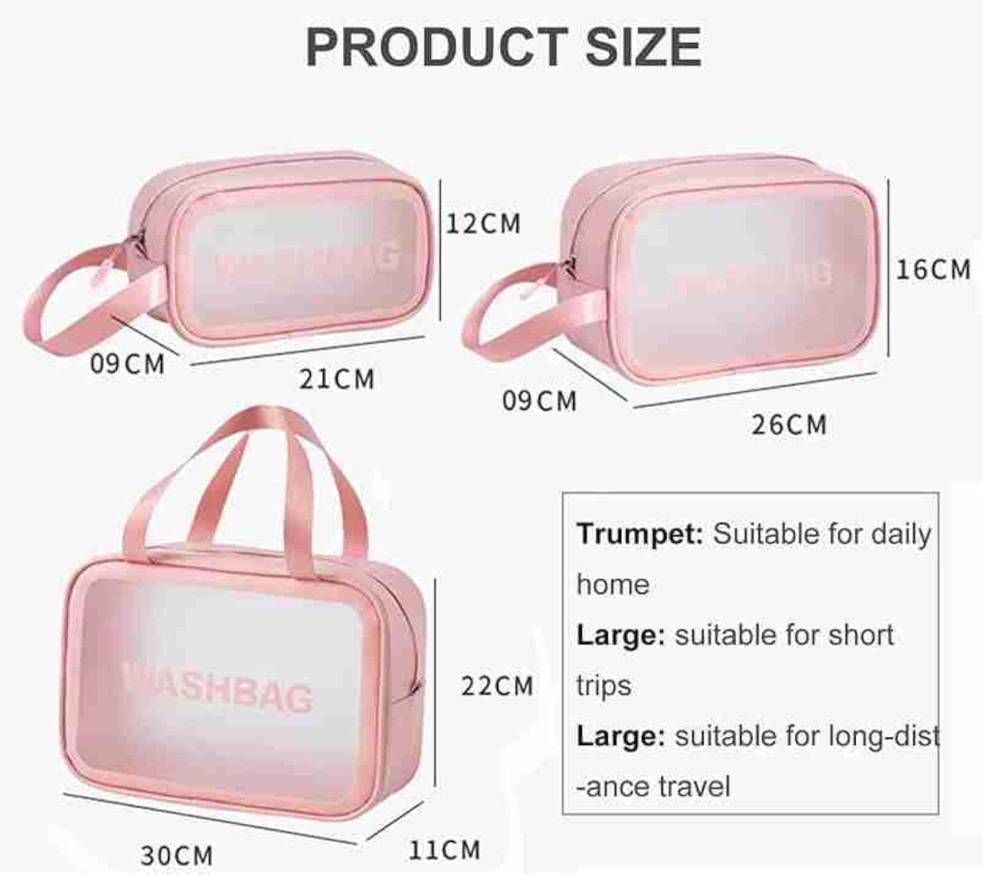 Travel Makeup & Toiletry Organizer Bag Set, Waterproof, Set of 3