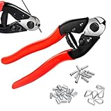 Sanuke Cable Cutter Wire Cutter Heavy Duty up to 5/32' for Housing Fencing Deck Stair Railing with 30pcs Crimping Sleeves, 6pcs Stainless Steel...