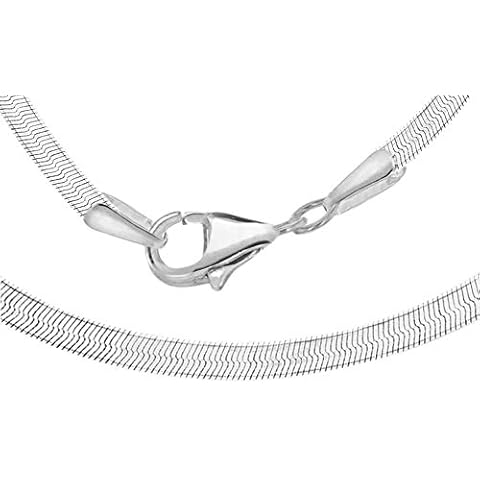 Tuscany Silver Women's Sterling Silver 3.1 mm Flat Snake Chain Necklace of Length 41 cm/16 Inch Cover
