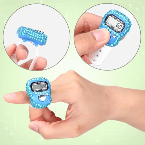 Image of Simgoing Electronic Finger Clicker Counter, Rhinestones Tally Tasbeeh Counter Gifts for Prayer Islamic Golf Counting Goods Lap Knitting Bling Accessories