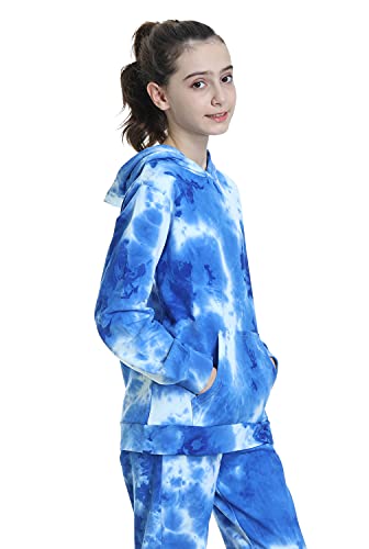 Image of Deeorla Little Boys Girls Cotton Tie Dye Hoodies Long Sleeve Pullover Sweatshirts for Big Kids 5-15Years