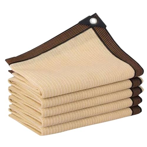 LXBche Net Outdoor Sun Mesh Shade 90 Percent Sunblock Shade Cloth Pond Heat Insulation Net Tear-Resistant Fabric Sun Block Cover HDPE Sunscreen Awning for Garden Pergola (Color : Beige, Size : 4x10m