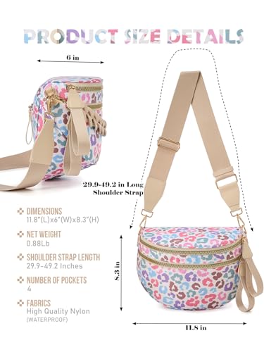 Image of Pure Colour Crossbody Bag Bum Bag for Women,Spacious Purse Fanny Packs Belt Bag,Oversized Bum Bag (Colorful Leopard Print Bum Bag)