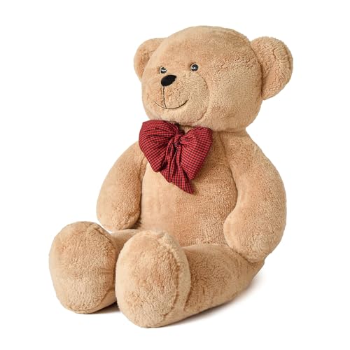 Pababo XXL Teddybär 100 cm Großes Plüschtier Kuscheltier weich mit Schleife Geburtstag & Valentinstag (Steingrau)