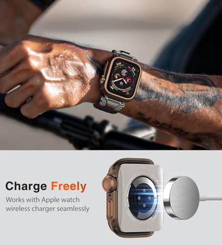 Image of ULTIMAL Metal Case Compatible with Apple Watch Series SE3 /SE2 /SE /6 /5 /4 44mm with Back Cover, Military Grade Shockproof Protective Case, Rugged Cover for iWatch 44mm (Brown)
