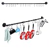 WuGeShop 50.4 Inch Pot Rack Hanging with 15 Hook, Pot Rack Wall Mounted Hanging Pan Organizer, Multiuse Industrial Pipe Towel Bar WuGeShop 50.4 Inch Pot Rack Hanging with 15 Hook, Pot Rack Wall Mounted Hanging Pan Organizer, Multiuse Industrial Pipe Towel Bar
