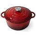 Joejis Casseruola ghisa rossa con coperchio per forno e piano cottura, pentola in ghisa antiaderente, versatile cocotte ghisa da 2.7L per stufato e arrosti lenti, pentola ghisa pane per forno
