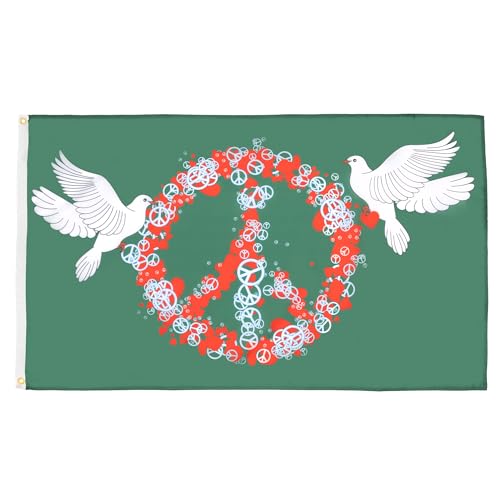 AZ FLAG - Peace And Love Dove Flag - 3x5 Ft - 100D Polyester Peaceful Banner with Two Metal Grommets - Fade Resistant - Vivid Colors - 3' x 5' Feet - 150x90 Cm