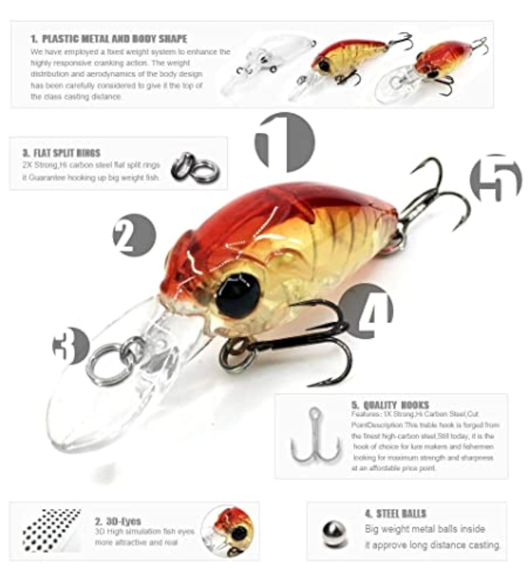 Model A+ Fishing Lures, 10 Colors, 35mm/3.7g