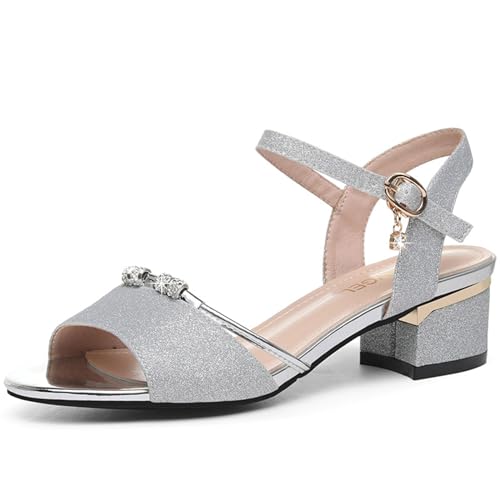 Sandales à talons blocs mi-bas pour femmes FGRID escarpins été bout ouvert