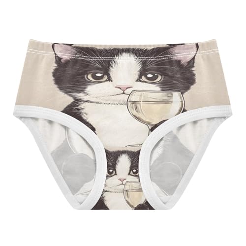 Cute Black and White Cat Holding Wine Glass Toddler Girls's Underwear 2T 202b8827