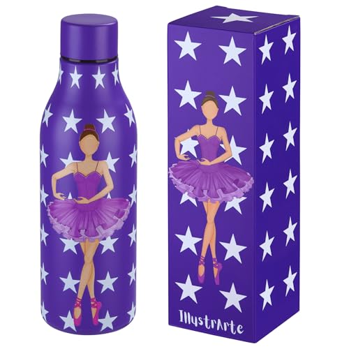 Botella térmica 500 ml – bailarina de ballet – acero inoxidable sin BPA – diseño ilustrado – reutilizable – regalo original – IllustrArte – Sara
